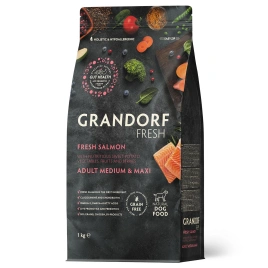 Сухой корм Grandorf Fresh Dog Salmon & Sweet Potato для взрослых собак средних и крупных пород для здоровья кожи и шерсти лосось, с бататом, 1 кг