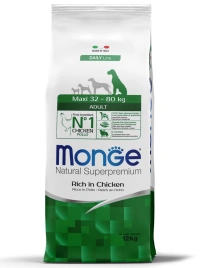 Сухой корм Monge Natural Maxi Adult с курицей для взрослых собак крупных пород, 12 кг
