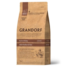 Сухой корм Grandorf Med & Maxi Duck & Turkey для взрослых собак средних и крупных пород, с уткой и индейкой, 1 кг