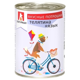 Влажный корм Зоогурман для взрослых собак средних и крупных пород с телятиной и языком - 350 г