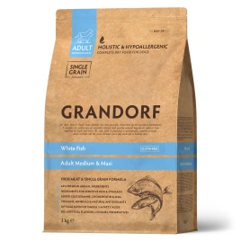Сухой корм Grandorf Med & Maxi White Fish для взрослых собак средних и крупных пород, с белой рыбой, 10 кг