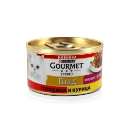 Gourmet Gold Мясной тортик влажный корм для взрослых кошек с говядиной и курицей в консервах - 85 г
