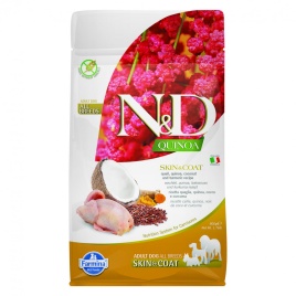 Farmina N&D Dog GF Quinoa Skin & Coat сухой беззерновой корм для взрослых собак для кожи и шерсти с перепелом и киноа - 800 г