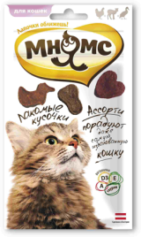 Мнямс лакомые кусочки со вкусом курицы, ягненка и утки для кошек - 35 г