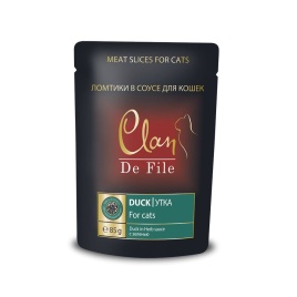 Clan De File влажный корм для кошек с уткой и зеленью в соусе - 85 г