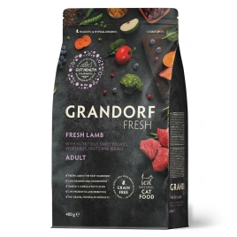 Сухой корм Grandorf Fresh Cat для взрослых кошек чувствительное пищеварение или склонность к аллергии ягненок с бататом 400 г