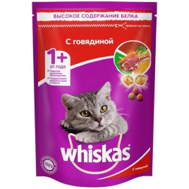 Whiskas сухой корм в виде подушечек с паштетом с говядиной 350 г