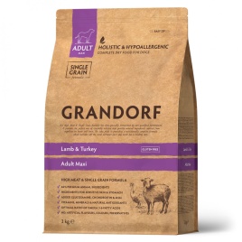 GRANDORF DOG Lamb&Turkey MAXI (ягнёнок с индейкой для собак крупных пород) 3 кг.