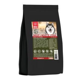 Сухой беззерновой корм Blitz Adult для взрослых собак с говядиной и белой рыбой - 500 г