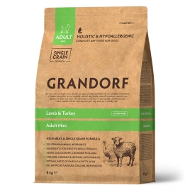 Сухой корм Grandorf Mini Lamb & Turkey для взрослых собак мелких пород, с ягнёнком и индейкой, 8 кг