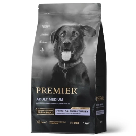 Сухой корм Premier Dog Adult Medium Salmon & Turkey для собак средних пород, с лососем и индейкой, 1 кг