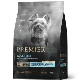 Сухой корм Premier Dog Adult Mini Salmon & Turkey для собак мелких пород, с лососем и индейкой, 3 кг