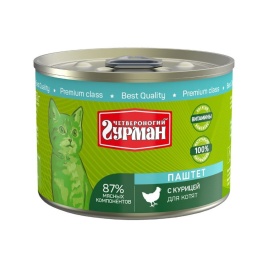 Влажный корм Четвероногий Гурман паштет для котят с курицей - 190 г