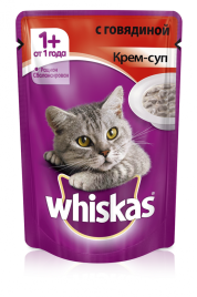 Whiskas крем-суп рагу с говядиной 1+ 85 г