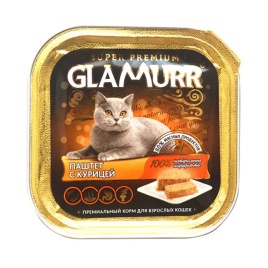 Влажный повседневный корм Glamurr для взрослых кошек с курицей - 100 г