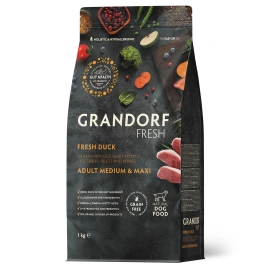 Сухой корм Grandorf Fresh Dog Duck & Sweet Potato для взрослых собак средних и крупных пород диетическая формула для особо аллергичных собак утка, с бататом, 1 кг