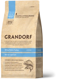 Сухой корм Grandorf Holistic Skin & Coat Care белая рыба с индейкой для кошек, 400 г