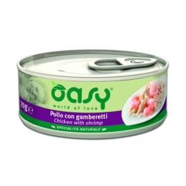 Oasy Wet cat Specialita Naturali Chicken Shrimp дополнительное питание для кошек с курицей и креветками в консервах - 70 г