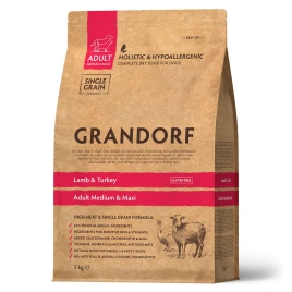 Сухой корм Grandorf Med& Maxi Lamb & Turkey для взрослых собак средних и крупных пород, с ягненком и индейкой, 3 кг