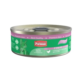 Влажный корм Четвероногий Гурман суфле для кошек с курицей и печенью - 100 г