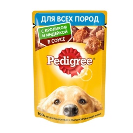 Pedigree влажный корм для взрослых собак с кроликом и индейкой в паучах - 85 г