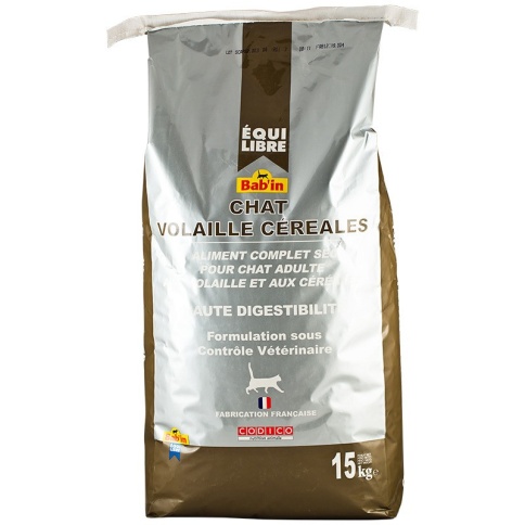 Babin Equilibre Chat Poulet Cereales сухой корм для взрослых кошек всех пород на основе курицы и зерна - 3 кг фото 2