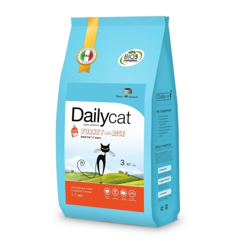 Сухой корм Dailycat Adult Turkey & Rice для взрослых кошек с индейкой и рисом 3 кг фото 2
