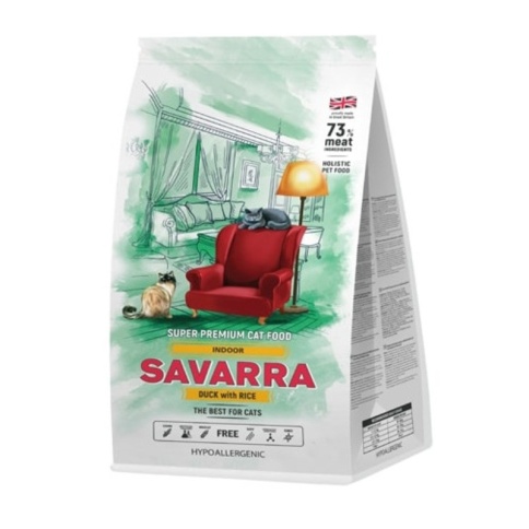 Savarra Indoor Adult Cat Сухой корм для взрослых кошек живущих в помещении с уткой и рисом - 2 кг фото 1
