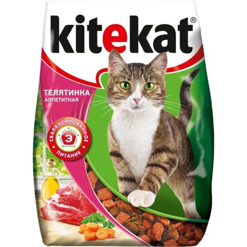 Kitekat сухой корм для взрослых кошек с аппетитной телятинкой - 350 г фото 1