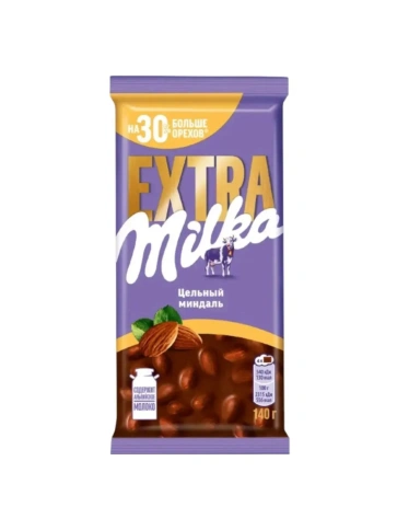 Шоколад молочный «Милка» Extraс цельным миндалем 140г фото 1