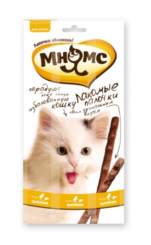 Мнямс лакомые палочки Цыпленок с печенью 13,5 см для кошек - 5 г х 3 шт фото 1