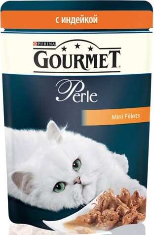 Паучи Gourmet Perle Mini-Fillet для взрослых кошек с индейкой - 85 г фото 1