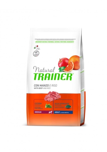 Trainer Natural Medium Adult для взрослых собак средних пород с говядиной и рисом - 12 кг фото 1