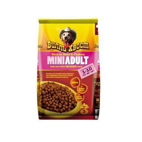 Сухой корм Вилли Хвост для собак мелких пород - 3 кг фото 1