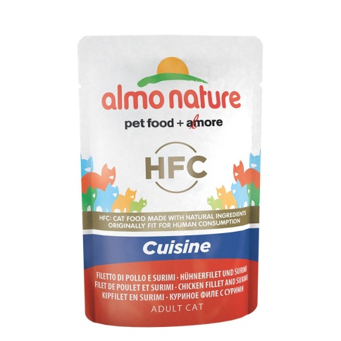 Almo Nature Classic Adult Cat Cuisine Chicken Fillet & Surimi паучи холистик для взрослых кошек с куриным филе и крабовыми палочками - 55 г фото 2