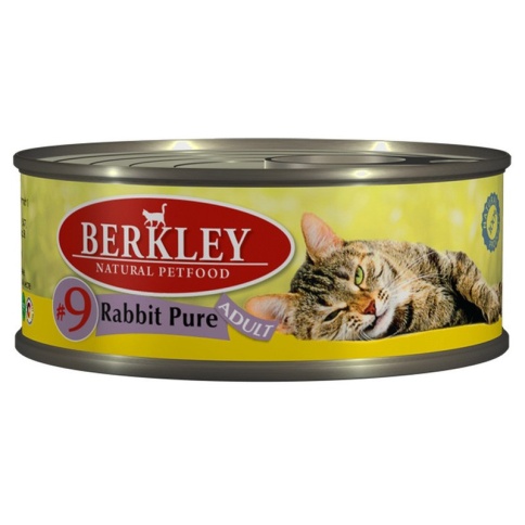 Berkley Adult Cat Rabbit Pure № 9 паштет для взрослых кошек с натуральным мясом кролика, маслом лосося и ароматным бульоном - 100 г фото 2