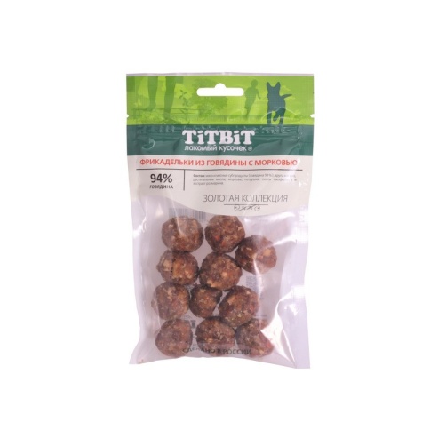 TiTBiT Фрикадельки из говядины с морковью для собак, золотая коллекция - 70 г фото 1