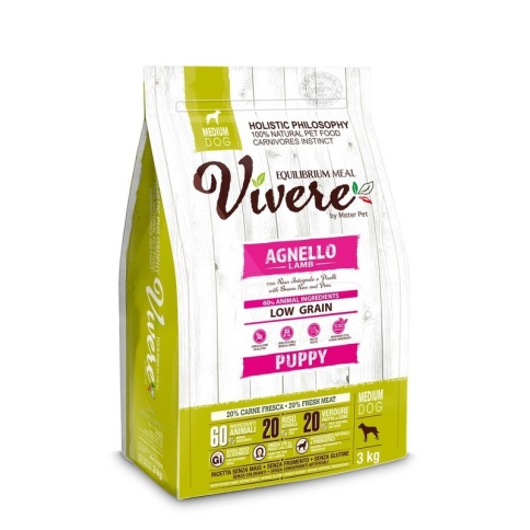 Vivere Medium Puppy сухой корм для щенков средних пород со вкусом ягненка - 3 кг фото 1