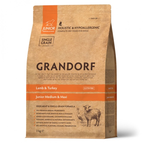 GRANDORF DOG Lamb&Turkey JUNIOR (ягнёнок с индейкой для юниоров) 3 кг. фото 1
