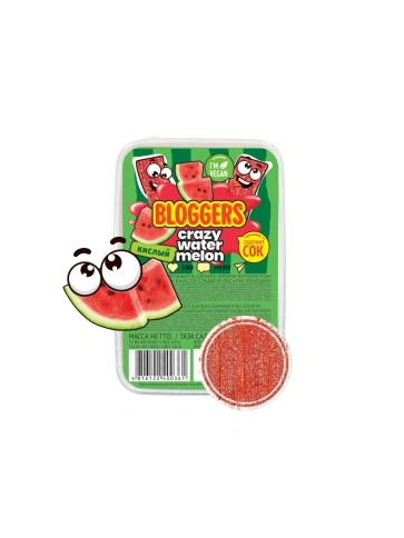 Мармелад "Крейзи вотермелон" (ремешки) в кисло-сладкой обсыпке жеват.со вкусом арбуза , 200г фото 1