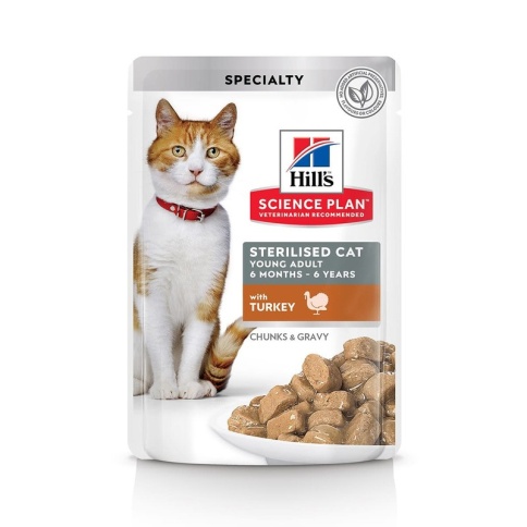 Влажный корм Hill's Science Plan для молодых стерилизованных кошек и кастрированных котов, пауч с индейкой в соусе - 85 г фото 2