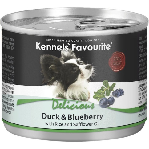 Влажный корм Kennels` Favourite Duck & Blueberry для взрослых собак всех пород с уткой и черникой - 200 г фото 2