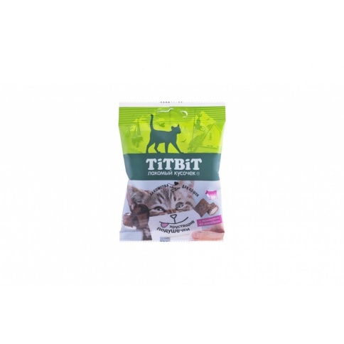 TiTBiT Хрустящие подушечки для кошек с паштетом из говядины - 30 г фото 1