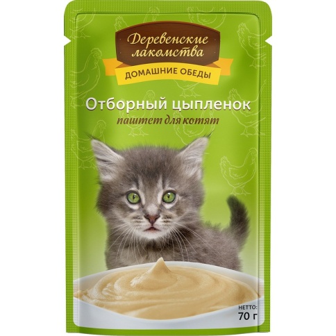 Деревенские лакомства паштет для котят с цыпленком - 70 г фото 2