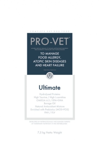 PRO-VET Ultimate диетический корм для собак при аллергии, дерматите, для лечения сердечной недостаточности 7,5 кг фото 1