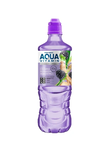 «АКВА ВИТАМИН» со вкусом ежевики, лемонграсса и женьшеня напиток безалк. негаз паст, 0.75л. фото 1
