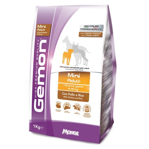 Gemon Dog Mini сухой корм для взрослых собак мелких пород с курицей и рисом - 1 кг фото 1