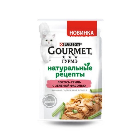 Gourmet Натуральные Рецепты 75г с лососем, зеленой фасолью пауч 1х26 фото 1