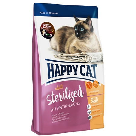 Happy Cat Adult Sterilised Atlantik Lachs сухой корм для стерилизованных кошек с лососем - 4 кг фото 1