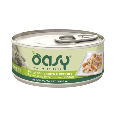 Oasy Wet dog Specialita Naturali Chicken Duck Vegetables дополнительное питание для взрослых собак с курицей, уткой и овощами в консервах - 150 г (1 шт) фото 1